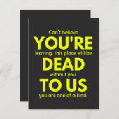 皮肉な別れ、あなたは私たちに死んでいる、同僚 サンキューカード (正面/裏面)