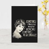 皮肉な句レディースミーム時々私が苦闘する カード (黄色い花)