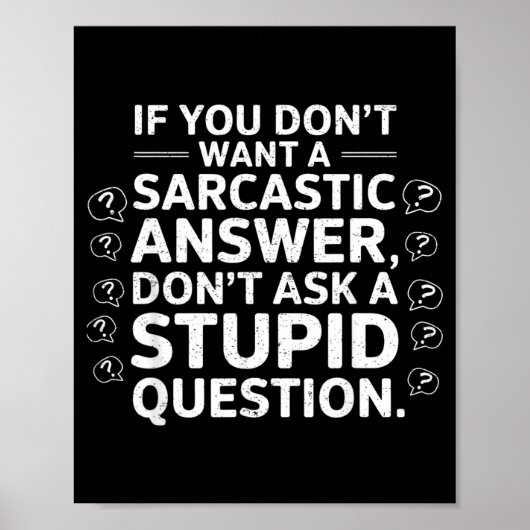 皮肉な回答は勘弁ね Funny Saying Quote ポスター (正面)