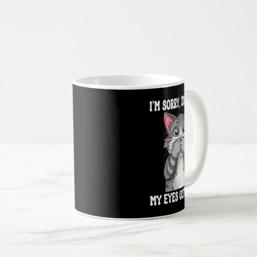皮肉な子猫転がは私の目の大きな猫L コーヒーマグカップ (正面右)