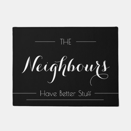 皮肉な家族ブラックカリグラフィエレガントー ドアマット (正面)