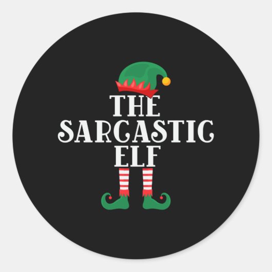 皮肉な小妖精や小人おもしろいクリスマス ラウンドシール (正面)