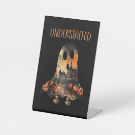 皮肉な幽霊ハロウィーンユーモア 台座サイン