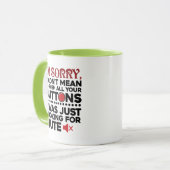 皮肉な引用文はボタンを押すつもりではなかった マグカップ (正面左)