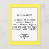 皮肉な引用文女性の憲法上の権利 ポストカード (正面)