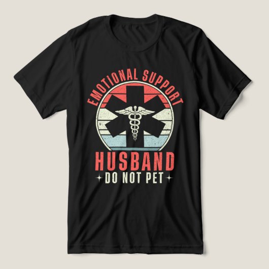皮肉な感情的支援の夫引用文 トライブレンドTシャツ (デザイン正面)