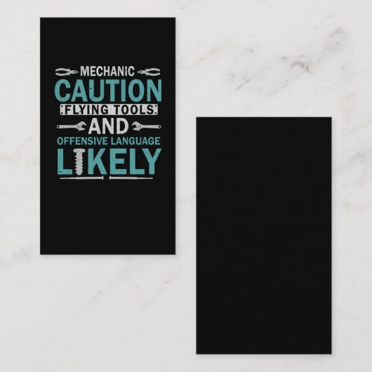 皮肉な整備士おもしろい・ガレージ・ワークショップ夫 名刺 (正面/裏面)