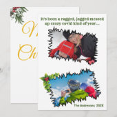 皮肉な楽しみのクリスマスぼろぼろのギザギザのCovid写真 シーズンカード (正面/裏面)