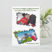 皮肉な楽しみのクリスマスぼろぼろのギザギザのCovid写真 シーズンカード (スタンド正面)