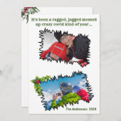 皮肉な楽しみのクリスマス ボロボロのギザギザのコロナ写真 シーズンカード (正面/裏面)