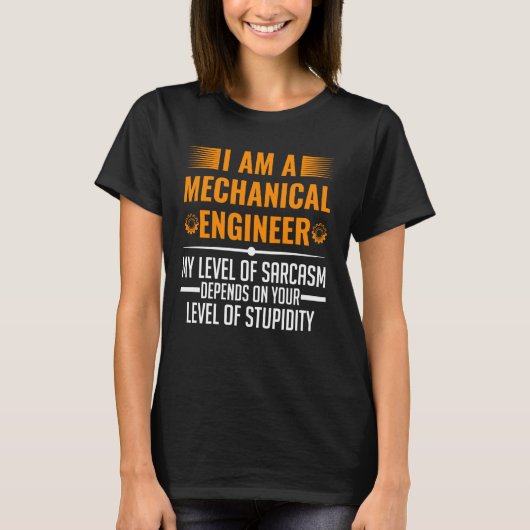 皮肉な機械Enの機械エンジニアレベル Tシャツ (正面)