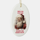 皮肉な汚いサンタあなたのブおもしろいラウザの履歴 セラミックオーナメント (右)