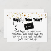 皮肉な決議 面白い 新年おめでとう コンフェッティ シーズンカード (正面/裏面)