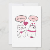 皮肉な漫画の猫カップルのバレンタインデー シーズンカード (正面)