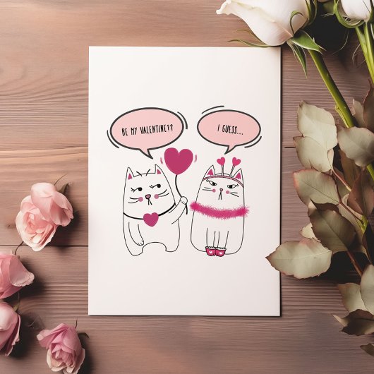 皮肉な漫画の猫カップルのバレンタインデー シーズンカード