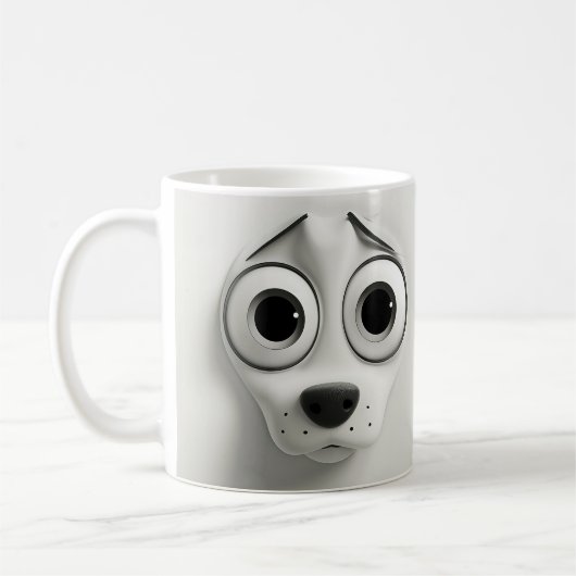 皮肉な犬の顔3D コーヒーマグカップ (左)