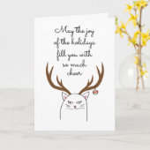 皮肉な猫おもしろいの休日クリスマスカード カード (黄色い花)