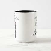 皮肉な猫が「自分を乗り越えろ!」と侮辱的おもしろいに マグカップ (中央)