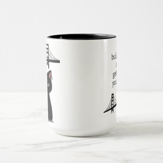 皮肉な猫が「自分を乗り越えろ!」と侮辱的おもしろいに マグカップ (中央)