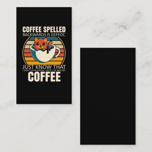 皮肉な猫コーヒー好きバリスタカフェイン 名刺 (正面/裏面)