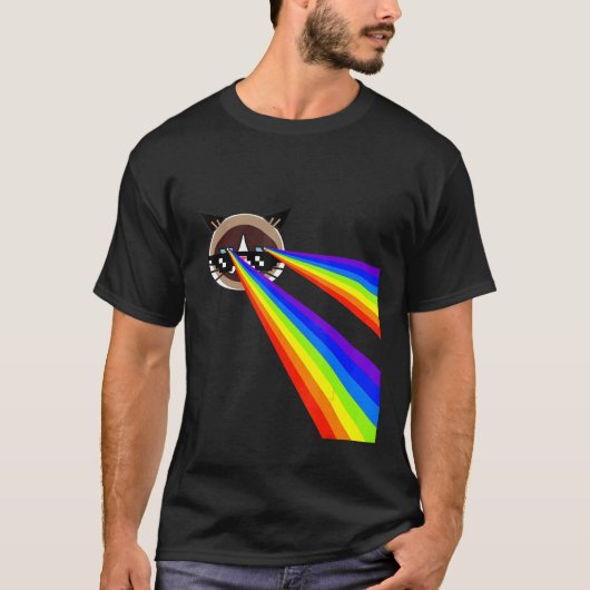 皮肉な猫ミームグラフィックカッコいいティS Tシャツ (正面)