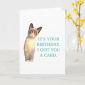 皮肉な猫、誕生日カード カード (黄色い花)