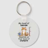 皮肉な猫 – Orange おもしろい Art キーホルダー (裏面)