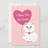皮肉な白おもしろい猫バレンタインデー シーズンカード (正面)