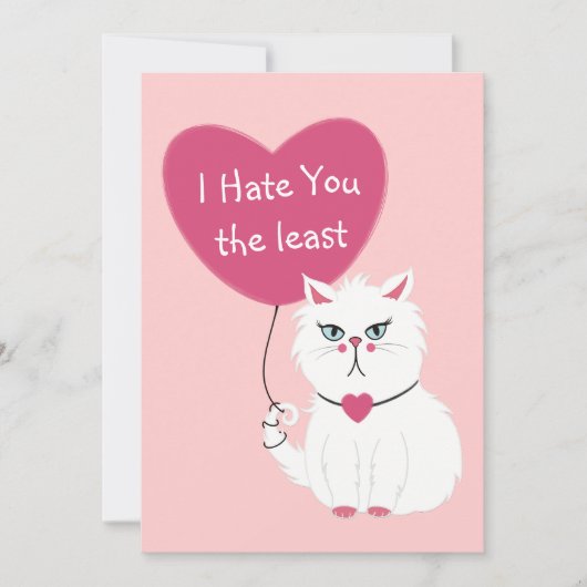 皮肉な白おもしろい猫バレンタインデー シーズンカード (正面)