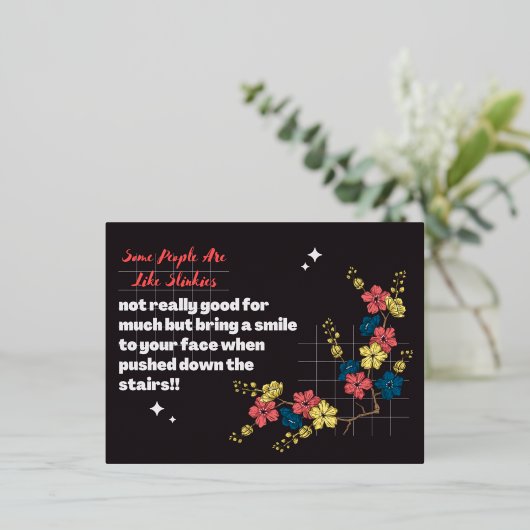 皮肉な皮肉を言う人もおもしろいいる 箔シーズンポストカード (立ち正面)