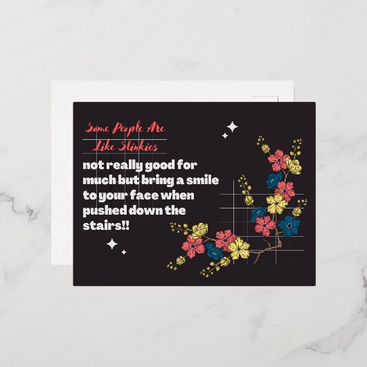 皮肉な皮肉を言う人もおもしろいいる 箔シーズンポストカード (正面/裏面)