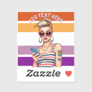 皮肉な表情のLGBTQレズビアン シール
