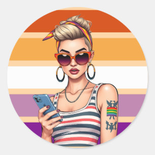 皮肉な表情のLGBTQレズビアン ラウンドシール