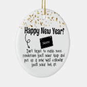 皮肉な解おもしろい決めでたい新年紙吹雪 セラミックオーナメント (右)