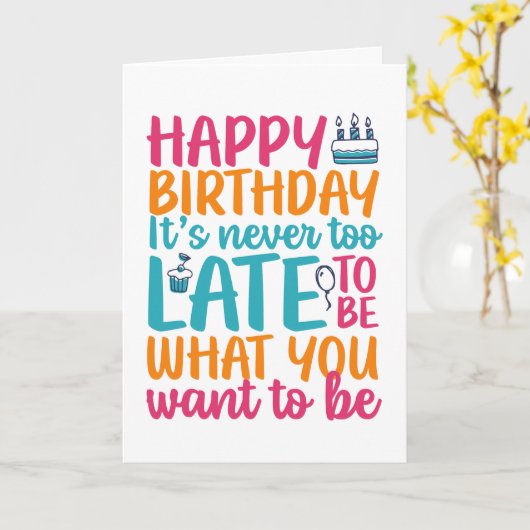 皮肉な誕生日カードが遅おもしろいすぎることはない カード (黄色い花)