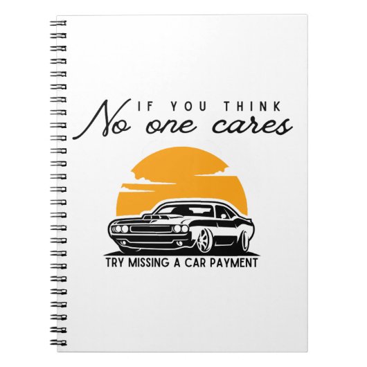 皮肉な車の支払い ノートブック (正面)