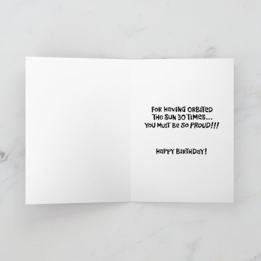 皮肉な30歳の誕生日 カード (内部)