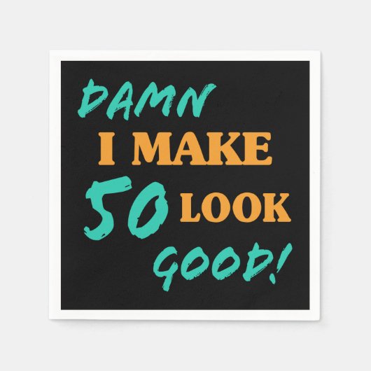 皮肉な50誕生日態度 スタンダードカクテルナプキン (正面)