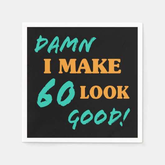 皮肉な60誕生日態度 スタンダードカクテルナプキン (正面)