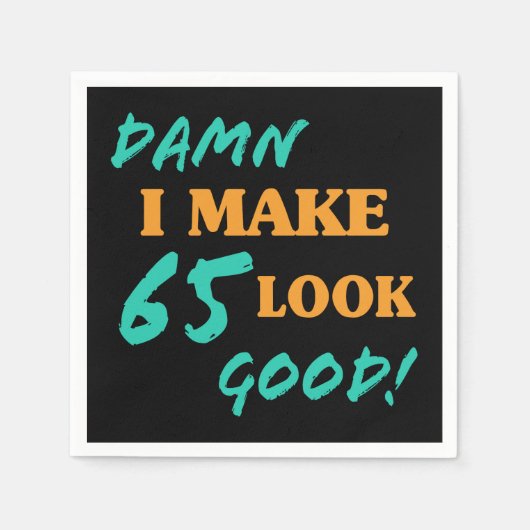 皮肉な65誕生日態度 スタンダードカクテルナプキン (正面)