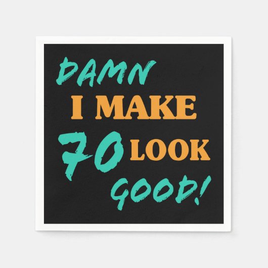 皮肉な70誕生日態度 スタンダードカクテルナプキン (正面)