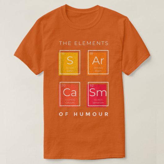 皮肉のユーモアの周期表 サイエンス Tシャツ (デザイン正面)