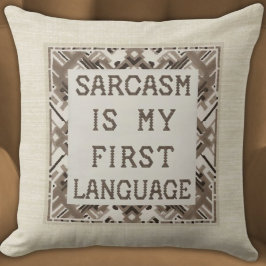 皮肉は私の最初の言語である – Wittyクロスステッチ クッション
