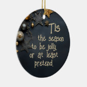 皮肉パーソナライズされたなクリスマスの飾り セラミックオーナメント (右)