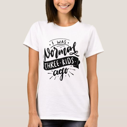 皮肉ママ前の普通おもしろいの3人の子供 Tシャツ (正面)