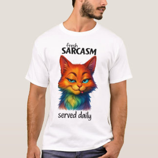 皮肉好きな虹色の猫の面白い引用 Tシャツ