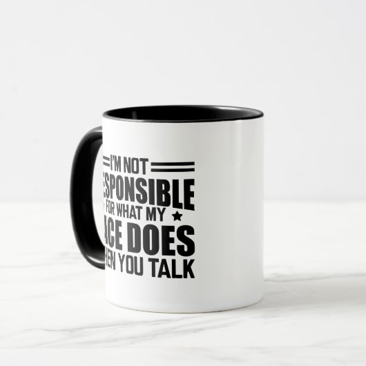皮肉 – 私は私の顔が何を行うか責任がない マグカップ (正面左)