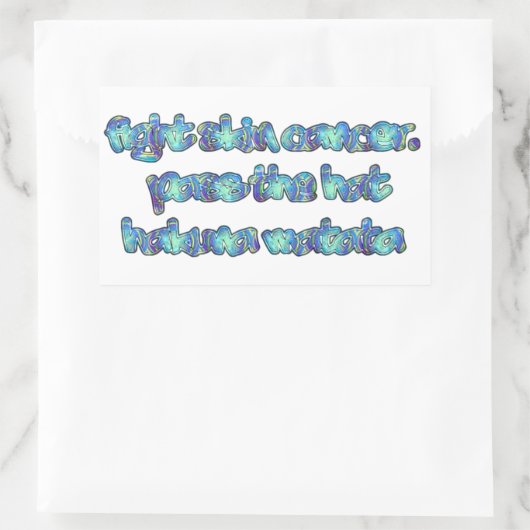 皮膚がんと戦おう、帽子をかぶろう、ハクナマタタ 長方形シール (バッグ)