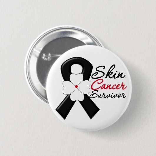 皮膚がんを克服した花リボン 缶バッジ (正面&裏面)