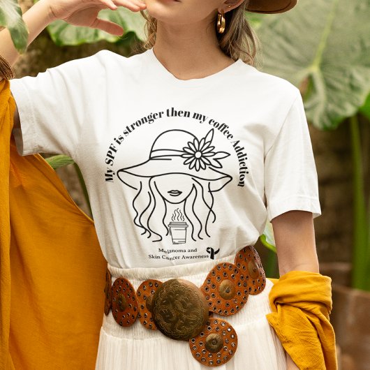 皮膚がんメラノーマ認識度コーヒーラバーギフト Tシャツ